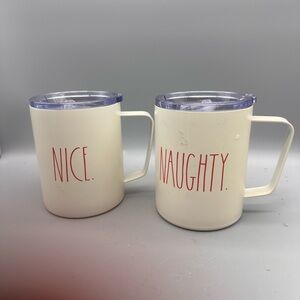 Rae Dunn Cream Naughty and Nice Mug Set
